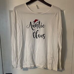 White 'Auntie Claus' Long Sleeve Shirt Santa Claus Christmas New Baby